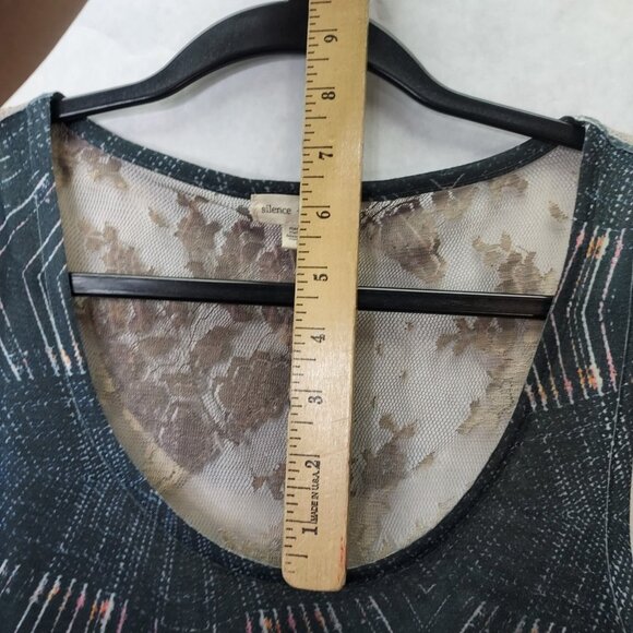 Silence + Noise Tank Top Women's Sm Lace Back Blue Sleeveless Tunic Sheer Boho - Picture 9 of 9